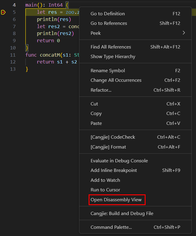 openDisassemblyView